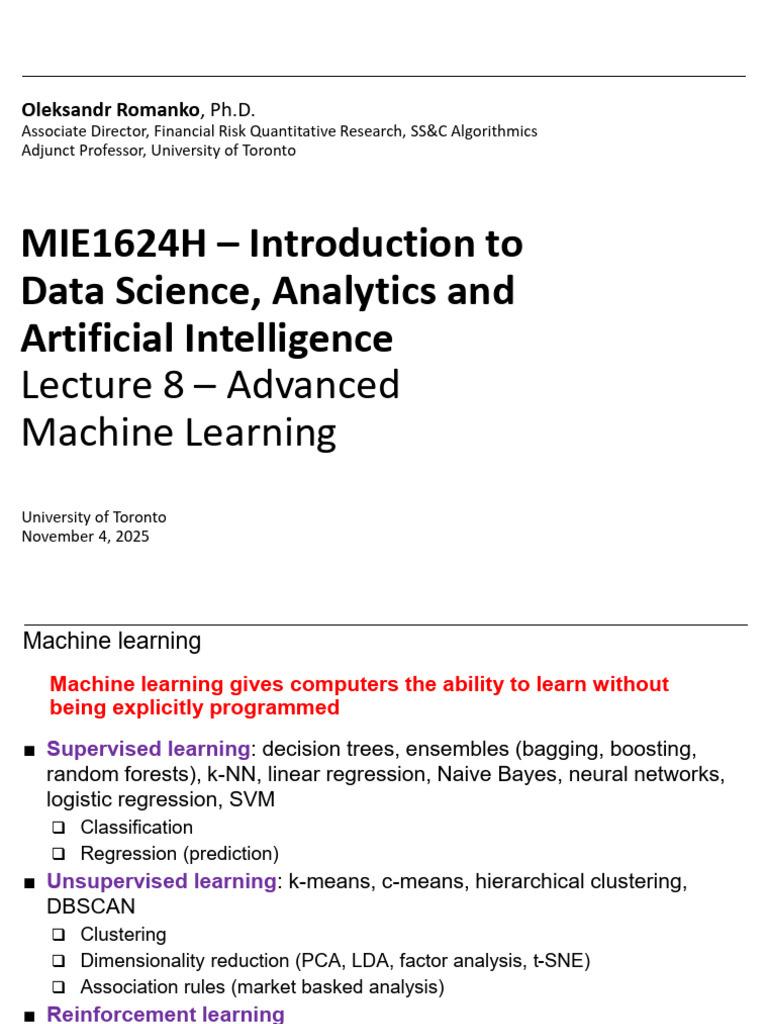 Advanced Machine Learning Techniques | PDF | Cluster Analysis | Machine ...