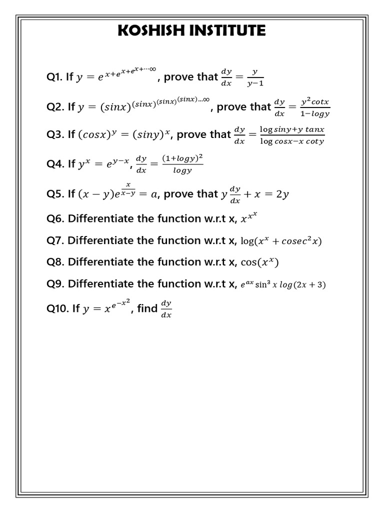 Advanced Calculus Differentiation Problems | PDF