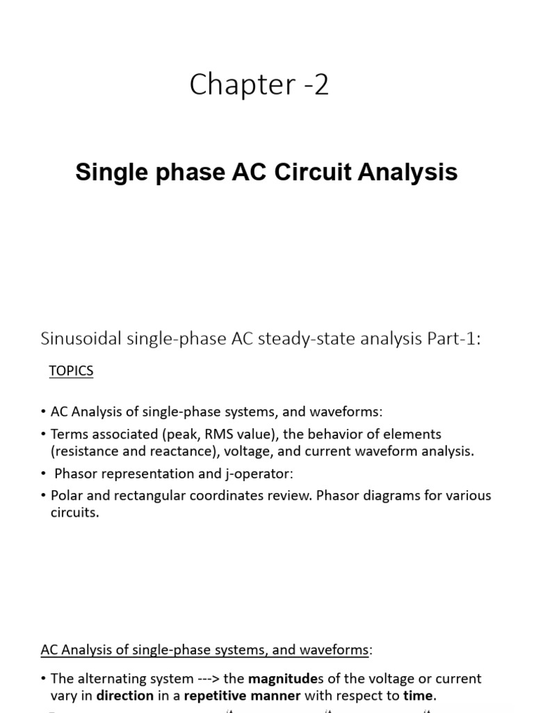 Single-Phase AC Circuit Analysis Guide | PDF | Root Mean Square | Phase ...
