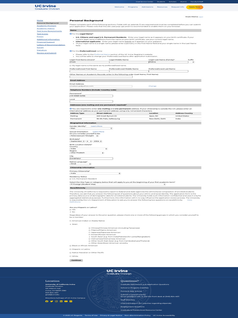 UC Irvine Graduate Application Guide | PDF | Race And Ethnicity In The ...
