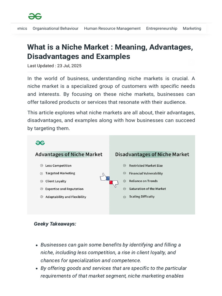 Understanding Niche Markets: Benefits & Examples | PDF | Marketing ...