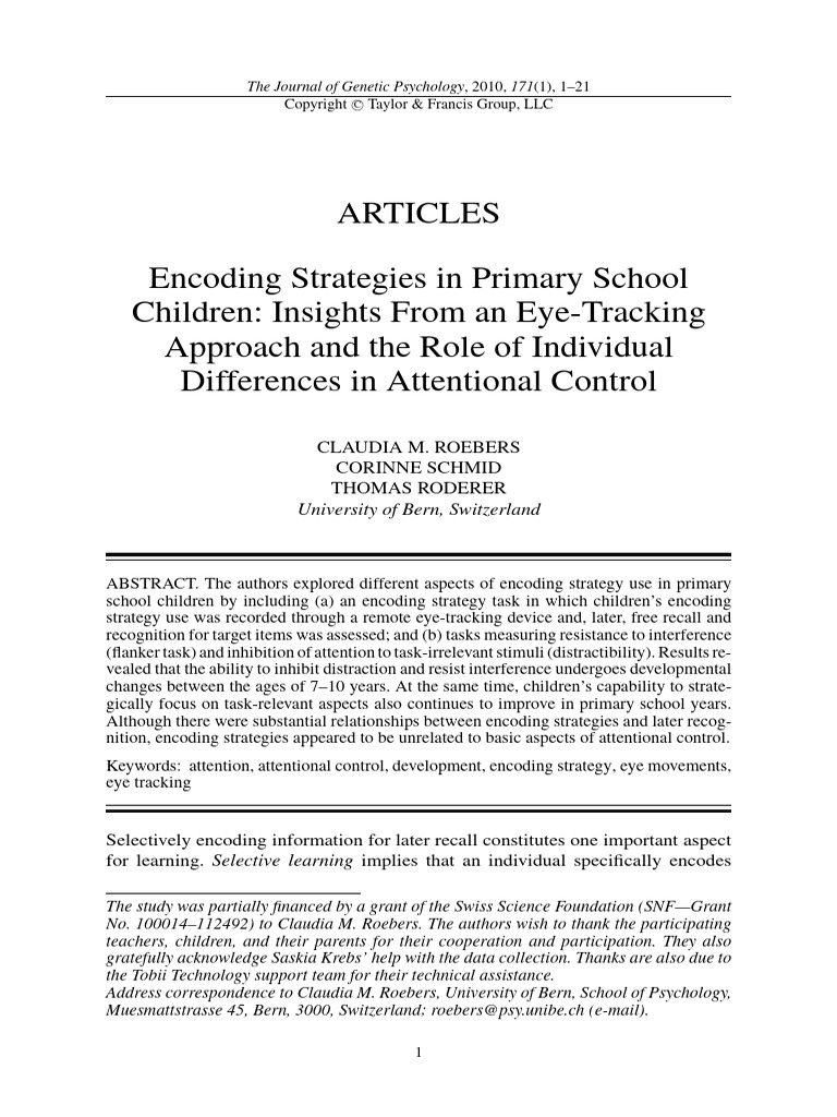 Encoding Strategies in Children’s Learning | PDF | Attention ...