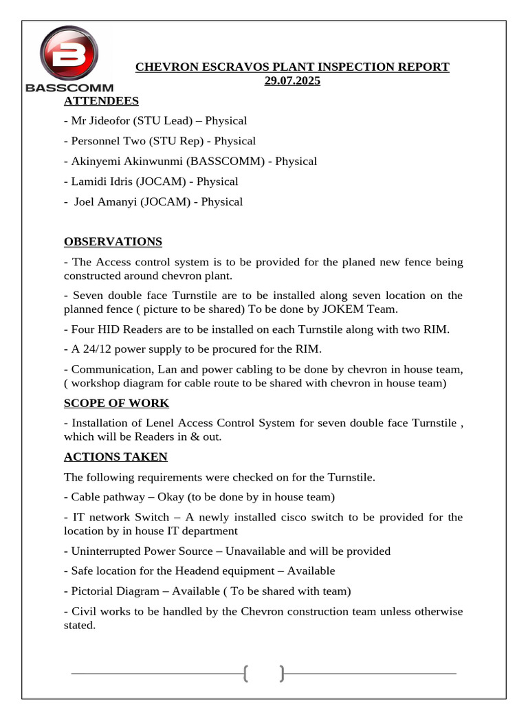 Chevron Escravos Plant Access Control Report | PDF | Computer ...
