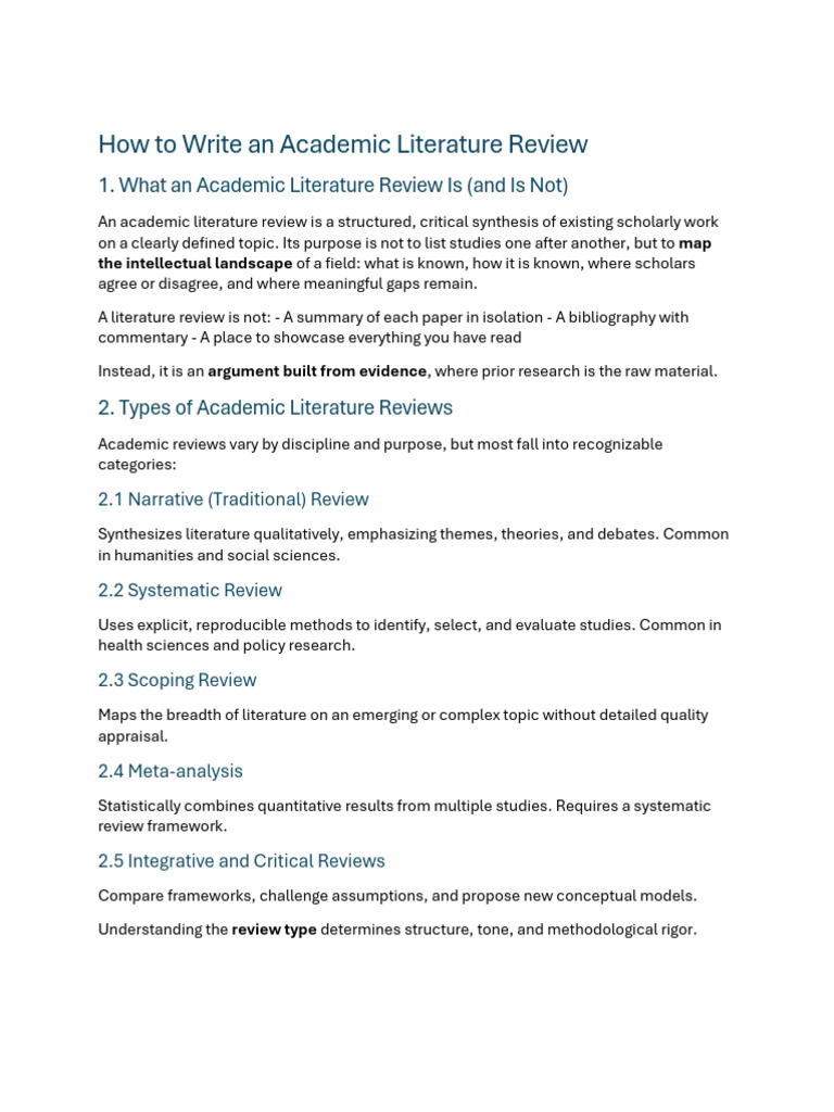 How To Write An Academic Literature Review | PDF | Systematic Review ...