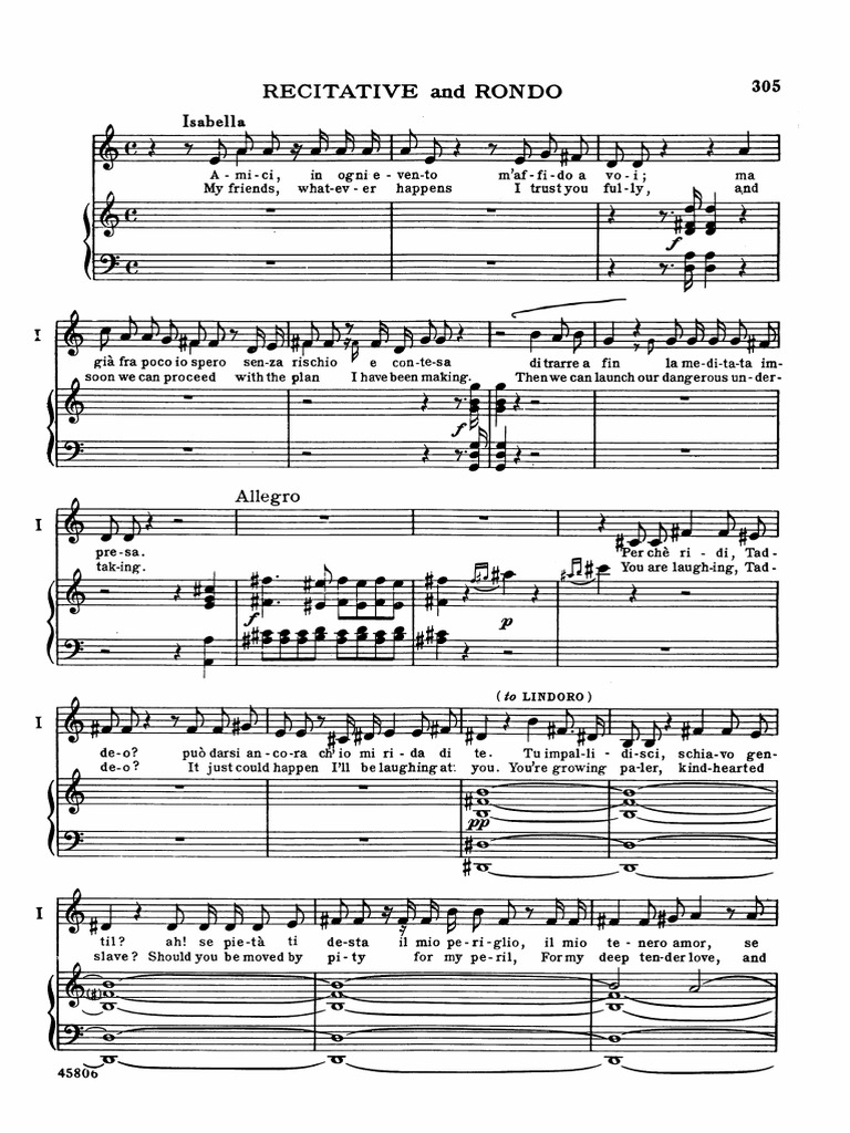 Rossini. L - Italiana in Algeri (Schirmer) - Vocal Score | PDF