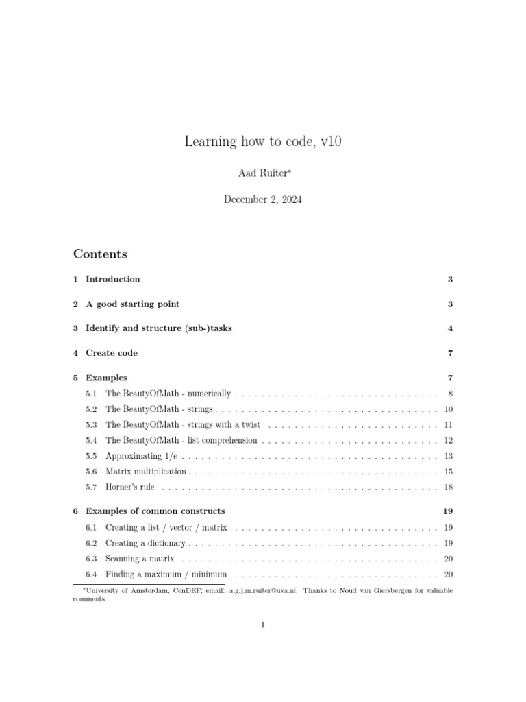 Beginner's Guide to Coding in Python | PDF | Matrix (Mathematics ...