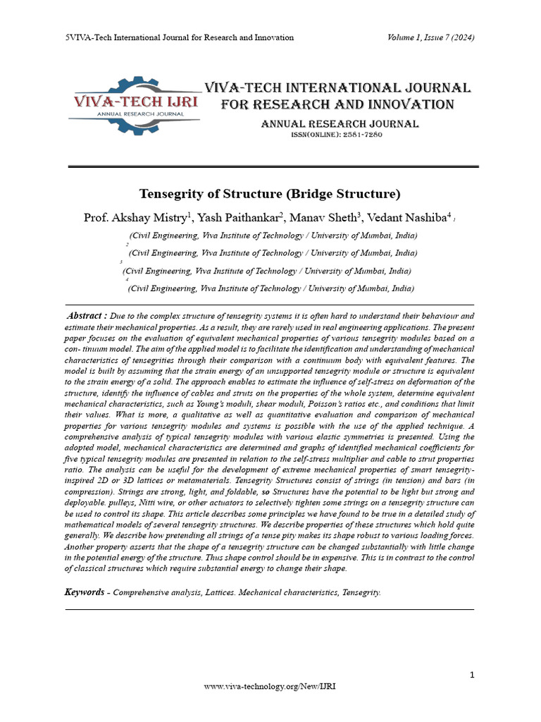 Tensegrity Structures: Mechanical Analysis | PDF | Stress (Mechanics ...