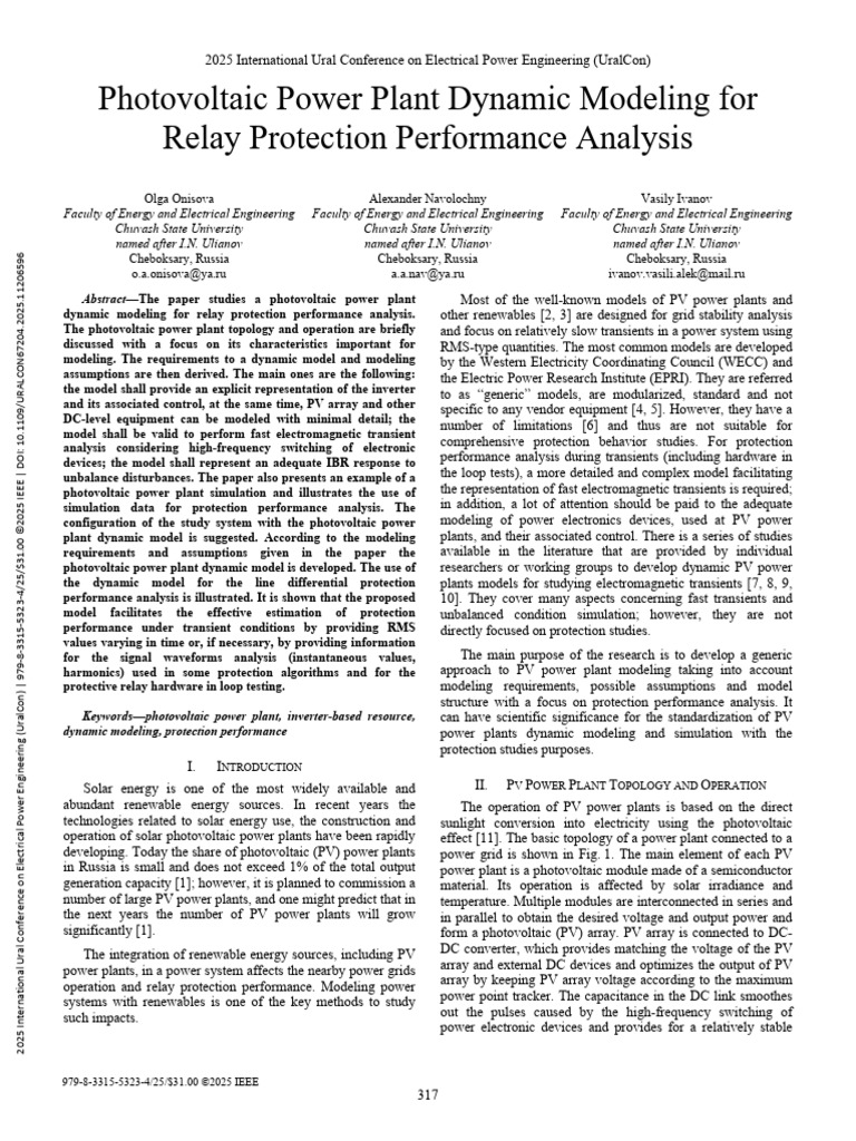 Photovoltaic Power Plant Dynamic Modeling For Relay Protection ...
