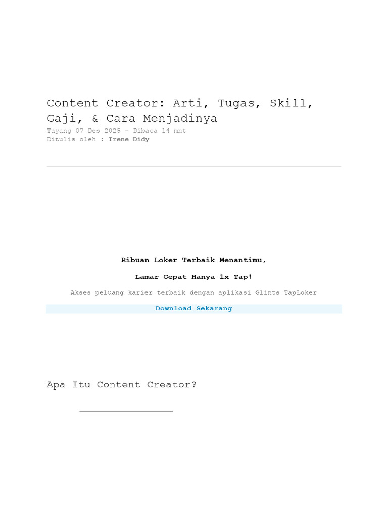 Panduan Lengkap Menjadi Content Creator | PDF