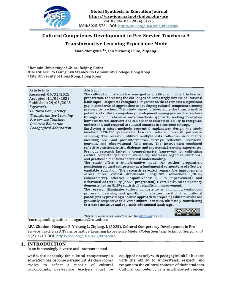Cultural Competency in Teacher Training | PDF | Empathy | Pedagogy