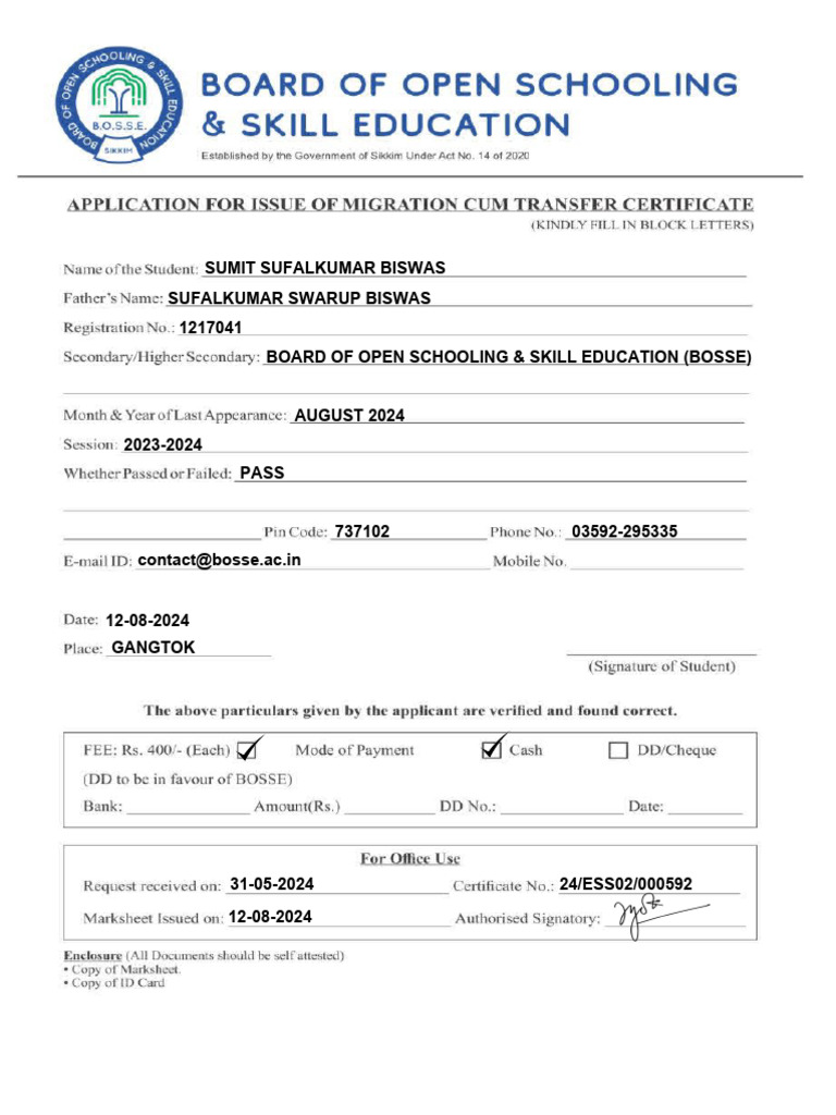 Migration Form | PDF