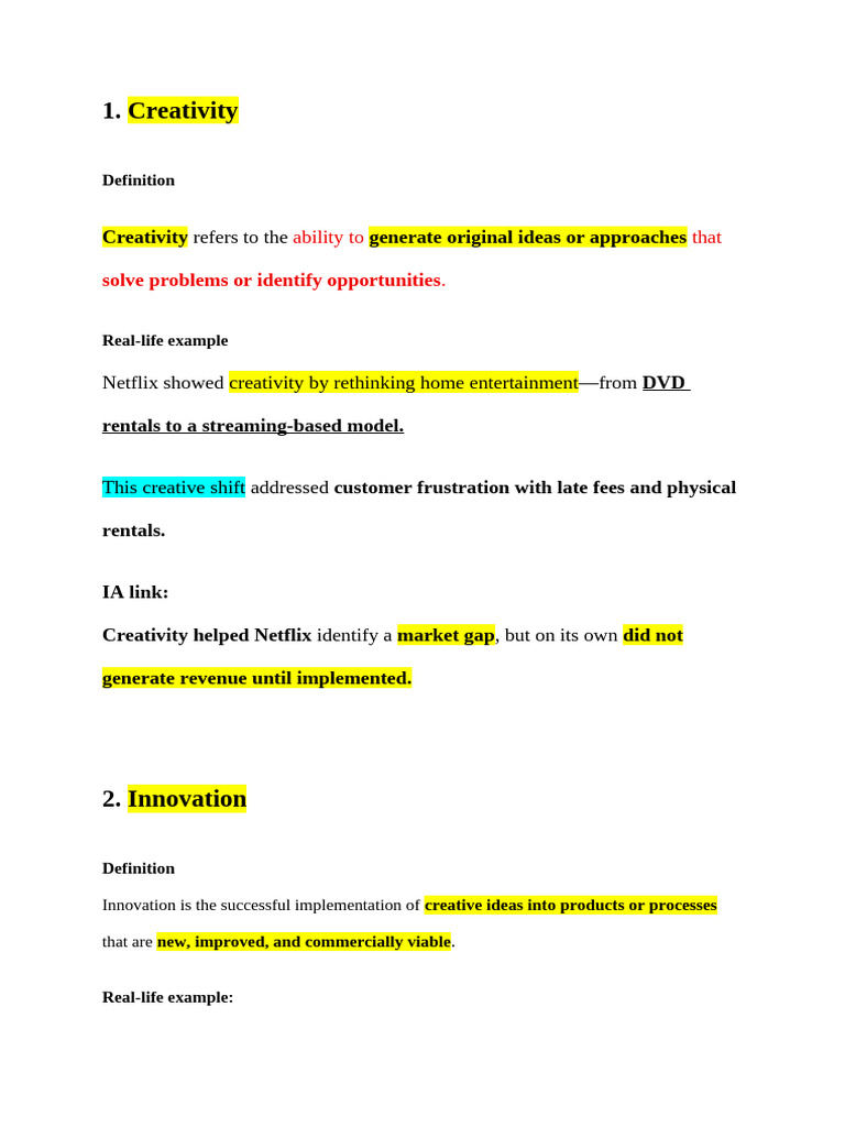 Creativity, Innovation, and Invention Explained | PDF | Innovation ...