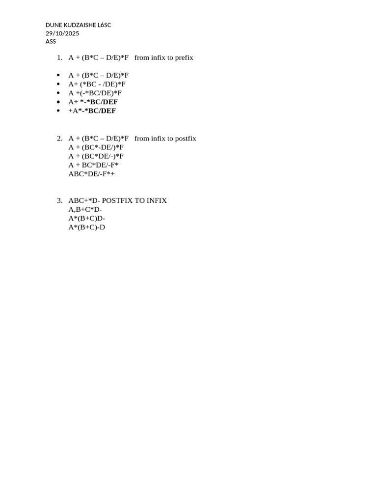Infix, Prefix, and Postfix Conversions | PDF