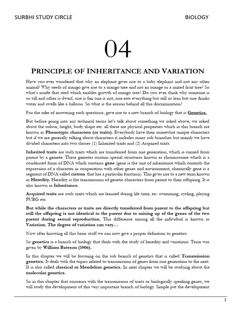 Genetics: Inheritance and Variation Explained | PDF | Dominance ...