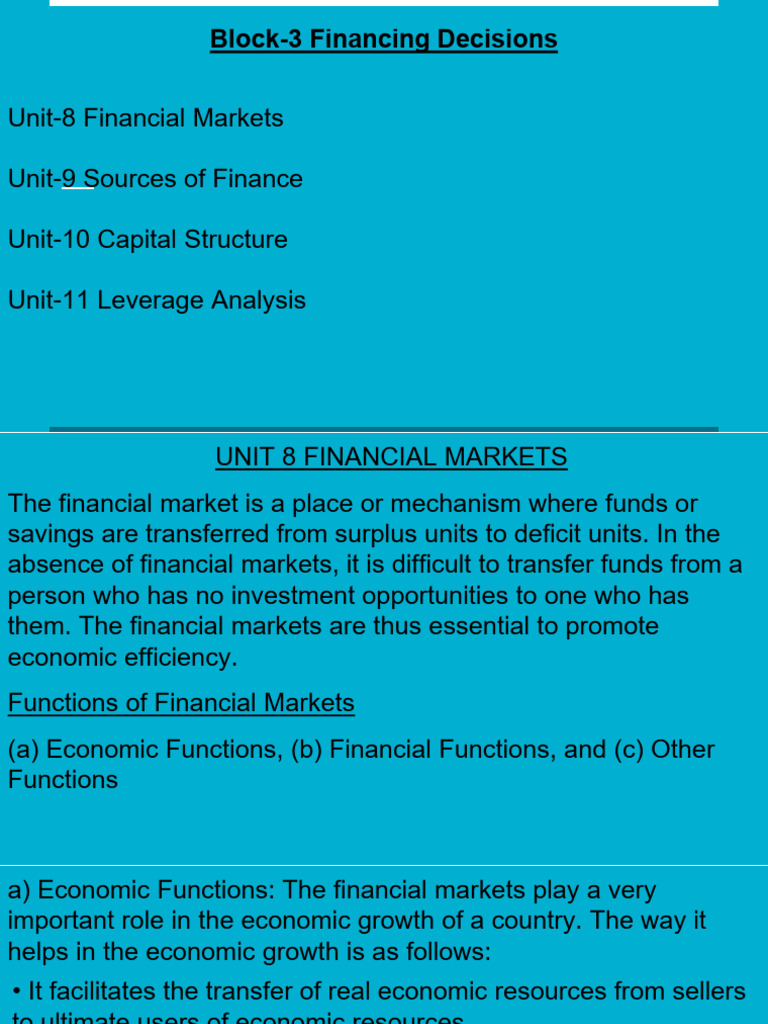 Overview of Financial Markets and Functions | PDF | Banks | Financial ...