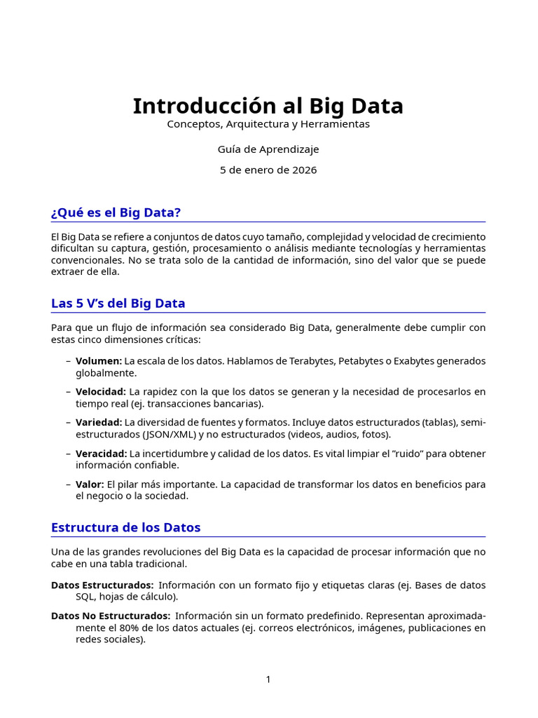 Guía Esencial sobre Big Data y Herramientas | PDF | Big Data | Datos