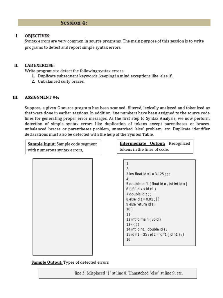 Detecting Simple Syntax Errors in C | PDF | Software Development ...