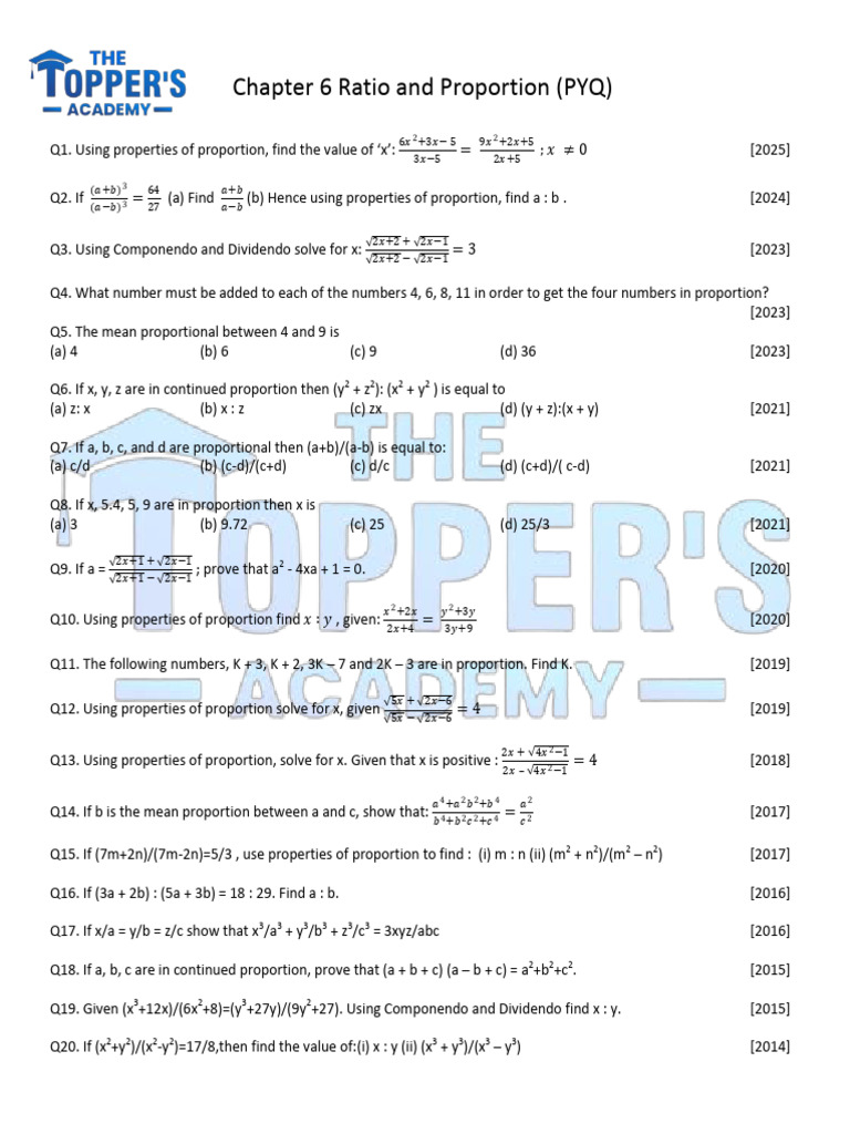 Ratio and Proportion Practice Questions | PDF