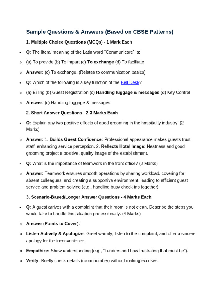 Sample Questions Fo | PDF