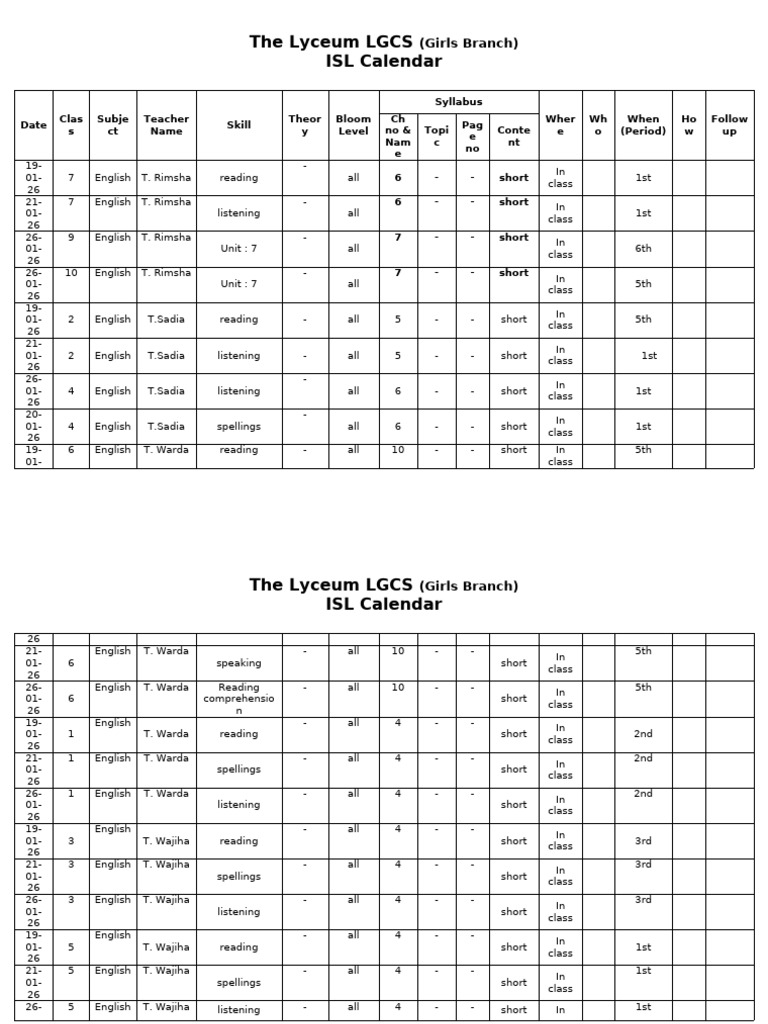 Isl Calender English (1) | PDF
