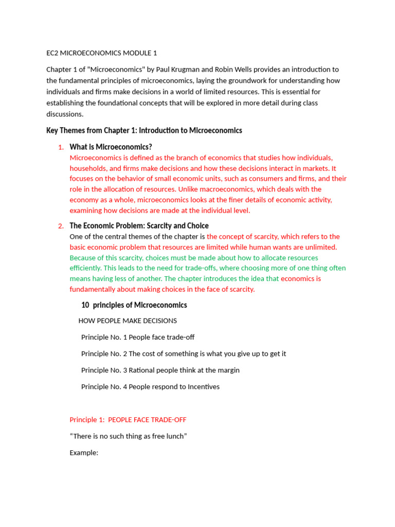 Ec2 Microeconomics Module 1 | PDF | Cost Of Living | Inflation