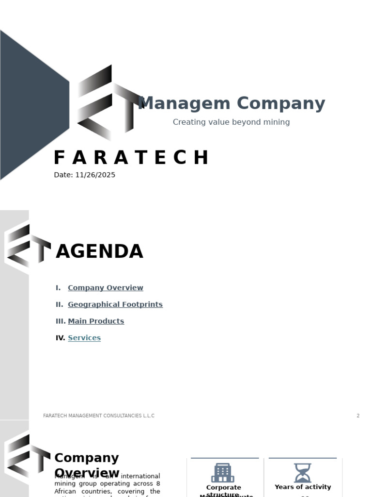 Faratech Mining Company Overview | PDF | Cobalt | Mining