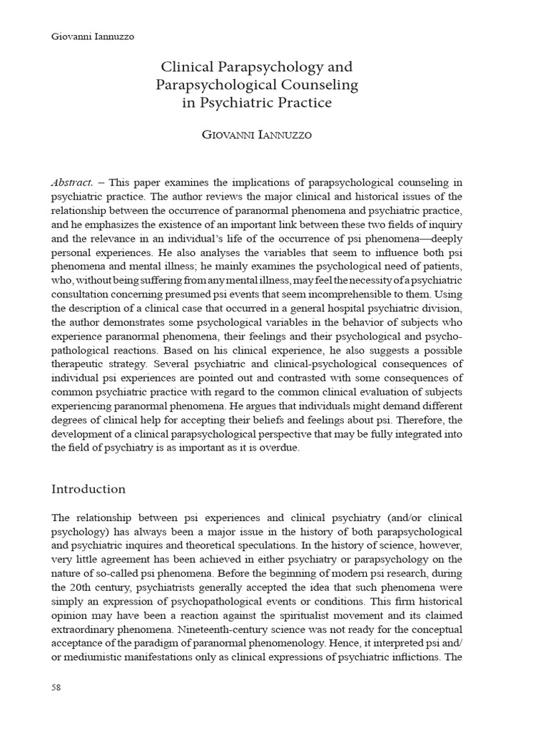 Parapsychology in Psychiatric Practice | PDF | Psychiatry | Parapsychology
