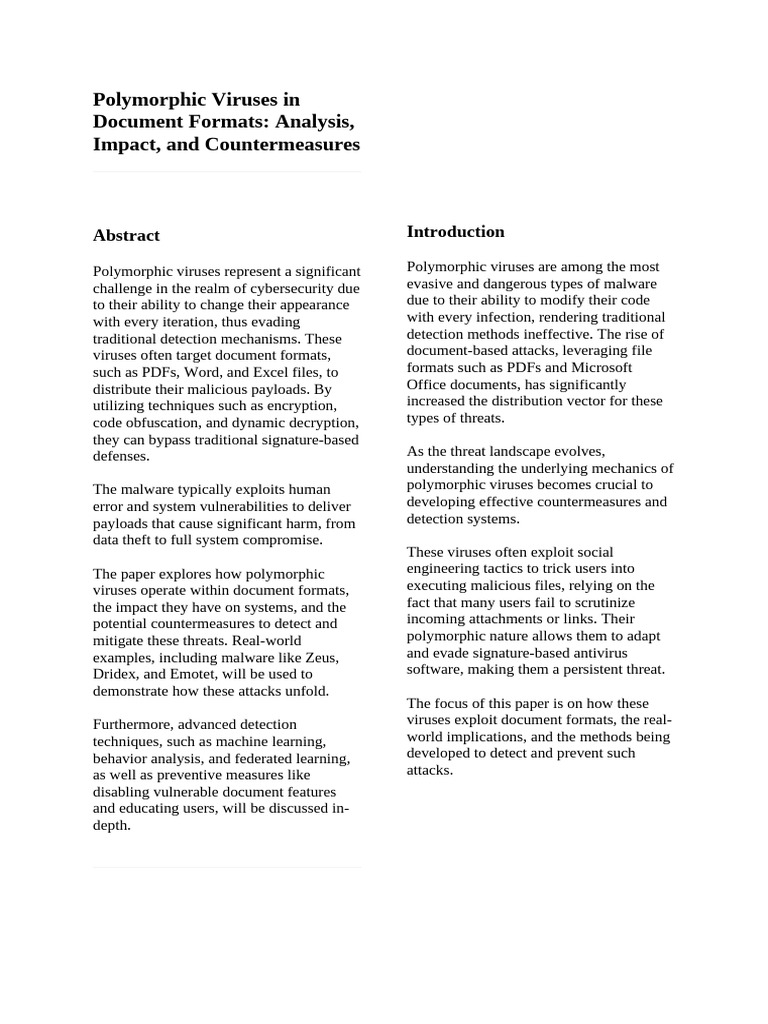 Polymorphic Viruses in Document Formats | PDF | Malware | Computer Virus