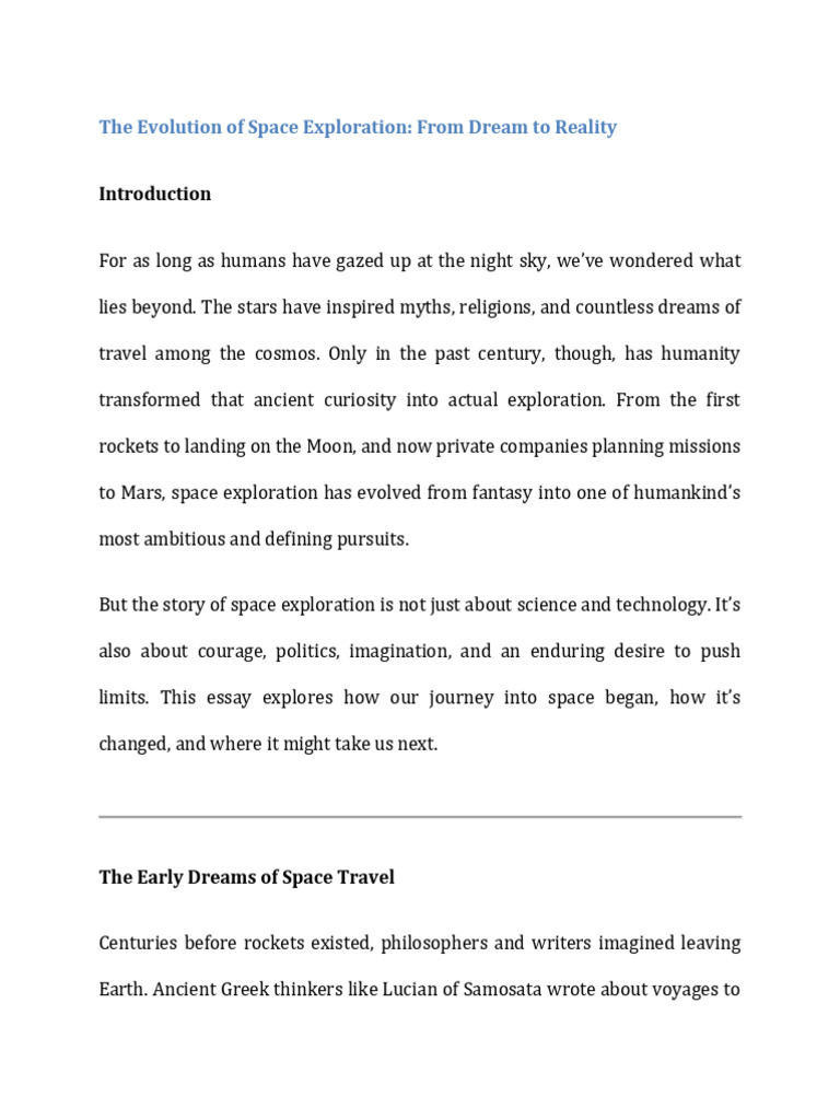 The Evolution of Space Exploration | PDF | Space Exploration | Spacecraft