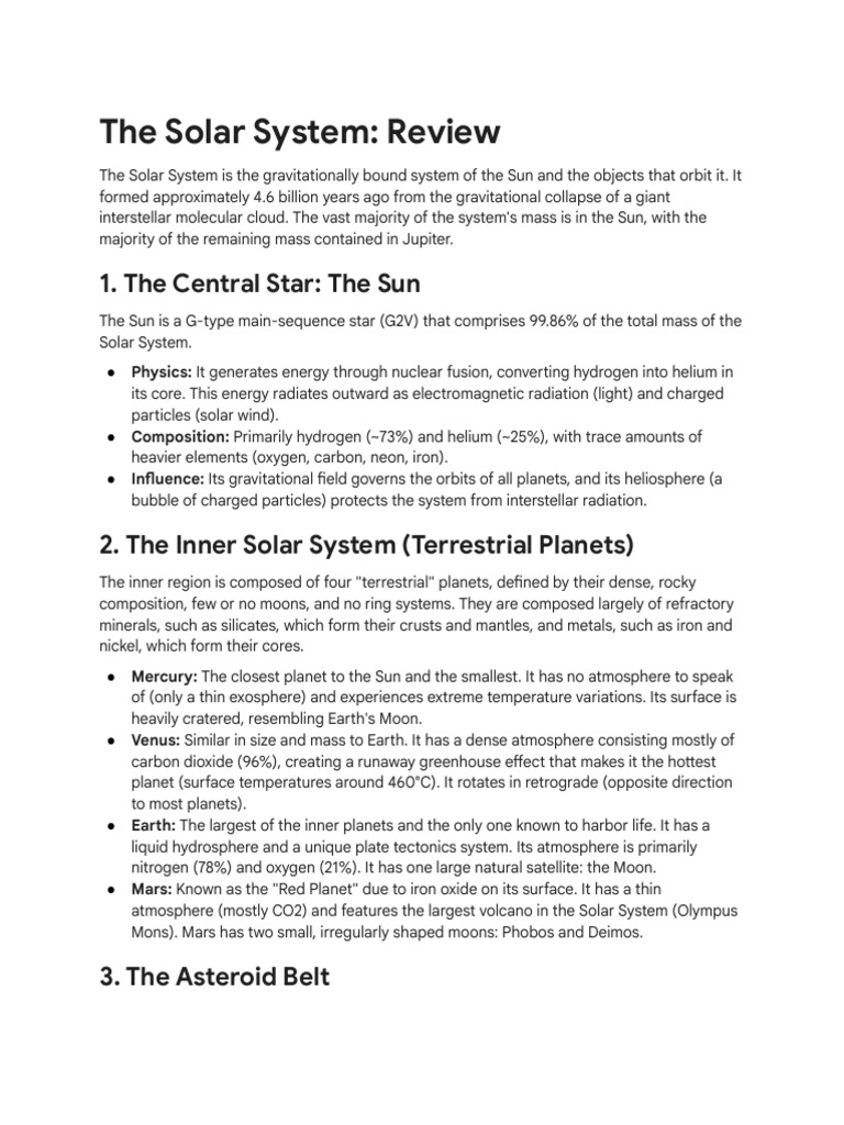 The Solar System - Review Basic | PDF | Solar System | Planets