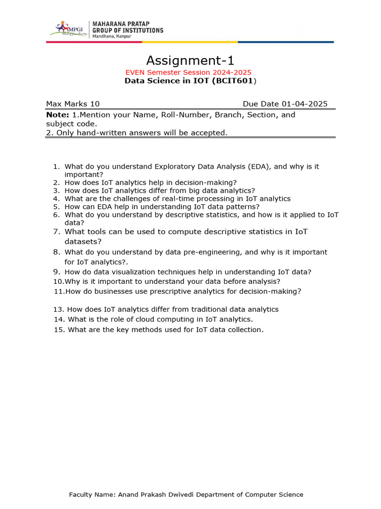 Data Science in IoT Assignment 2024-25 | PDF