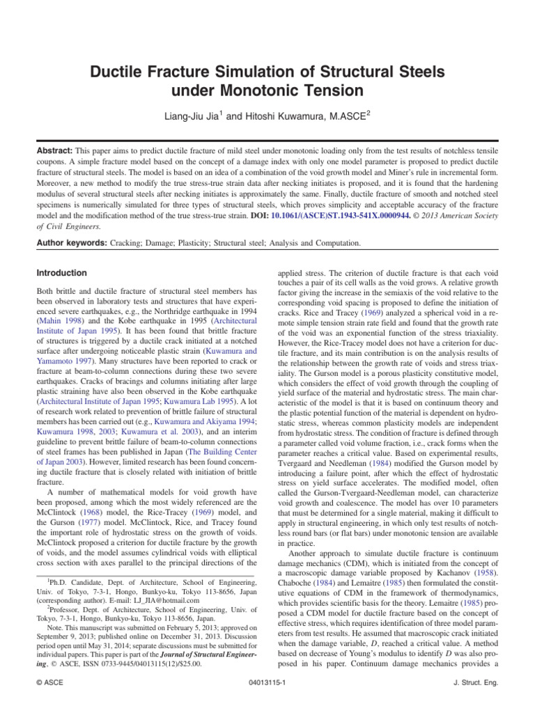 Ductile Fracture in Structural Steels | PDF | Fracture | Fracture Mechanics