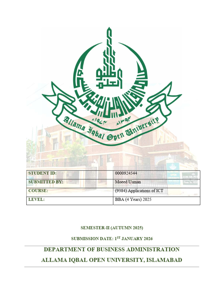 01 - Moeed Usman - (9384) Applications of ICT | PDF | Hard Disk Drive ...