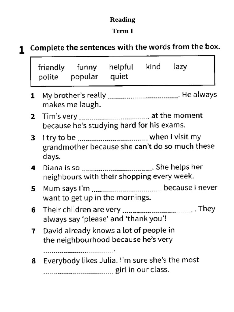 Reading Term 1 | PDF