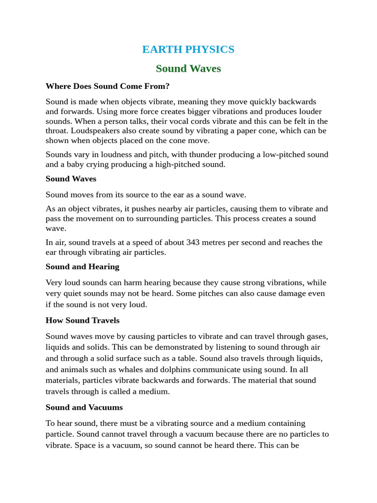 Understanding Sound Waves and Their Travel | PDF
