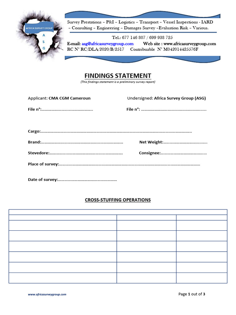 Preliminary Container Survey Report | PDF | Cargo | Bill Of Lading