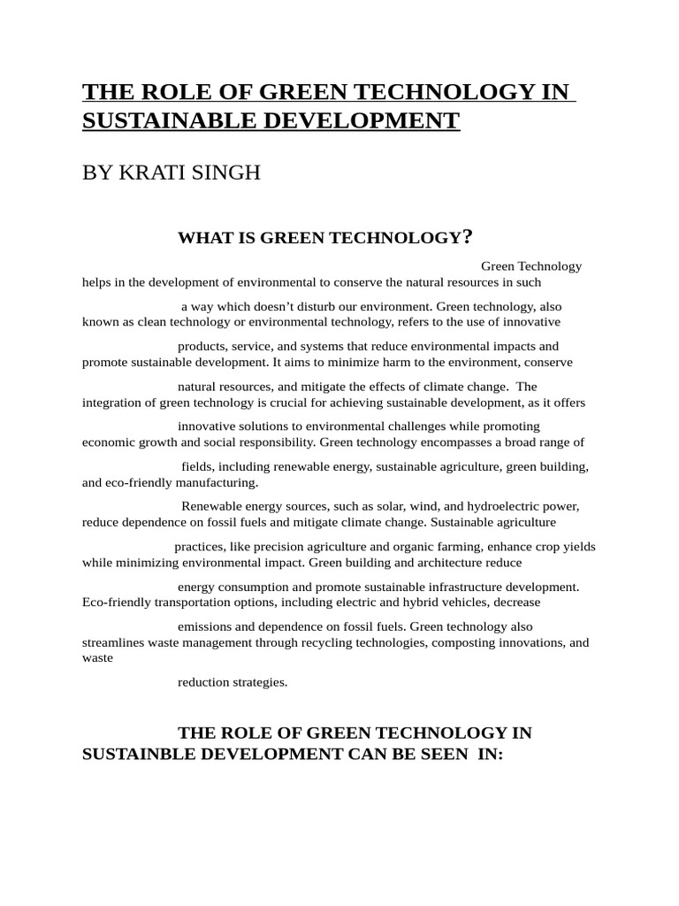 Green Technology for Sustainable Development | PDF | Environmental ...