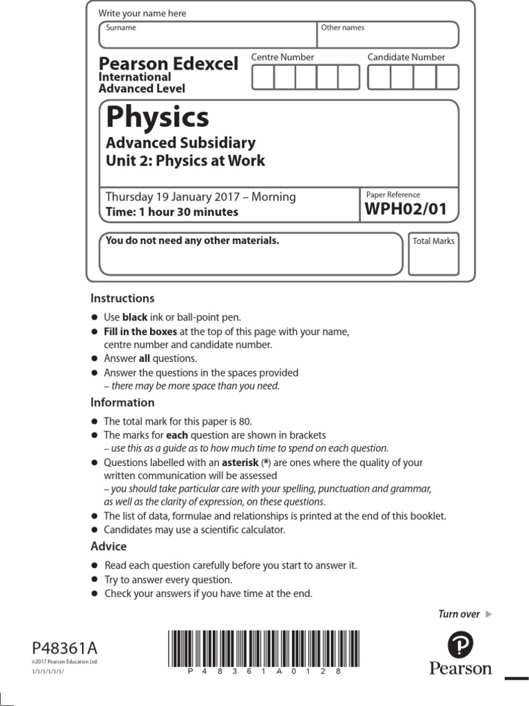 Physics AS Unit 2 Exam Paper 2017 | PDF | Waves | Wavelength