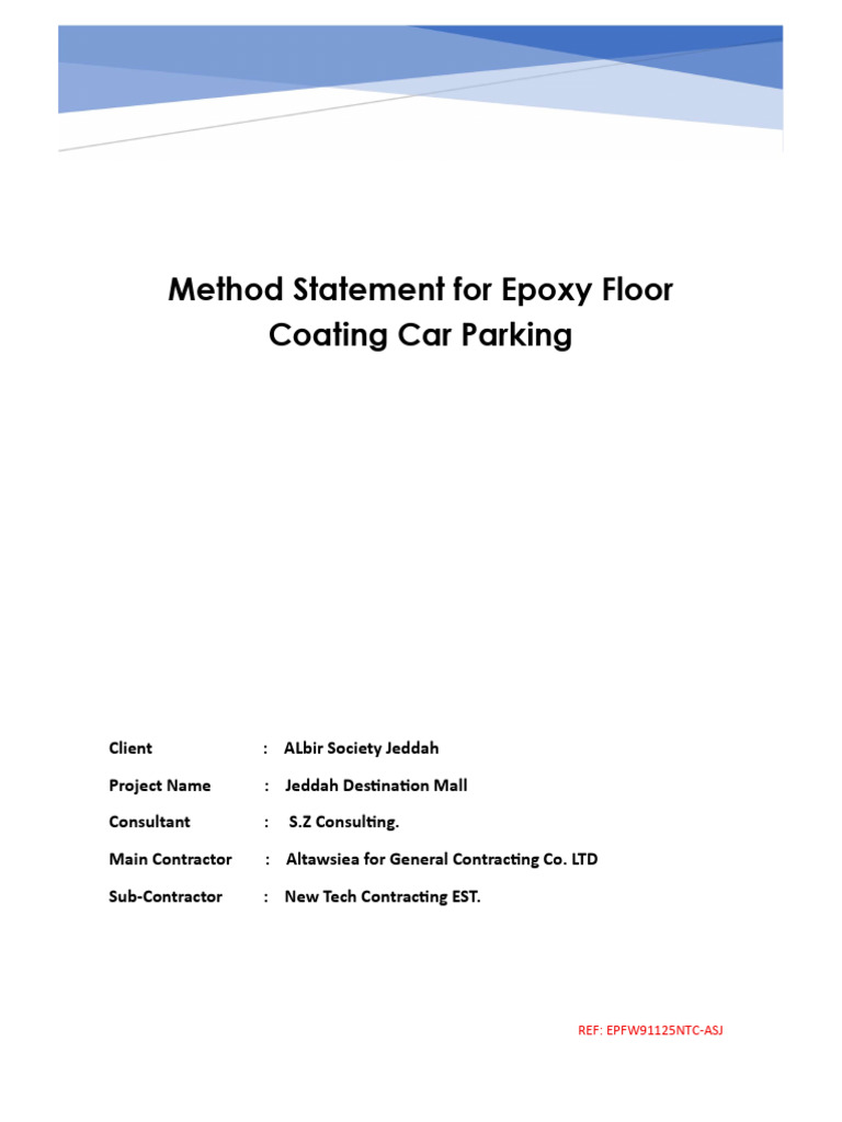 Epoxy Floor Coating Method Statement | PDF | Concrete | Coating