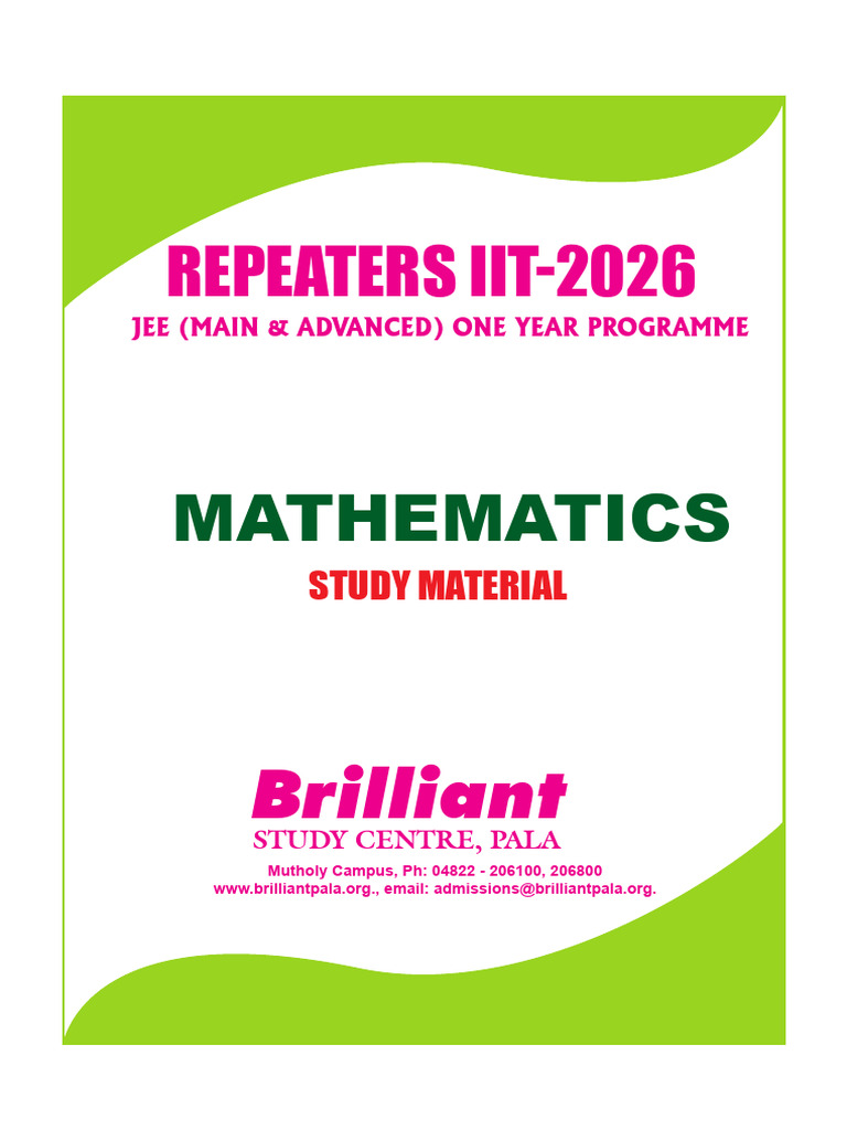IIT JEE 2026 Mathematics Study Guide | PDF | Set (Mathematics ...