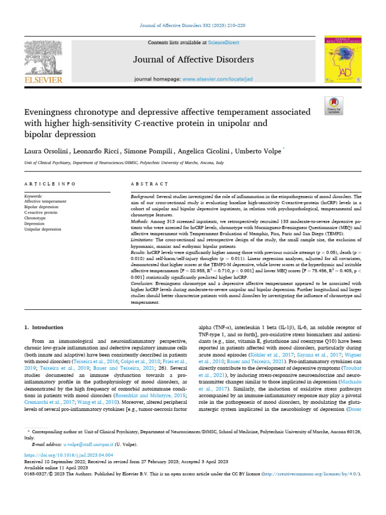 Eveningness Chronotype and Depression | PDF | Standard Deviation ...