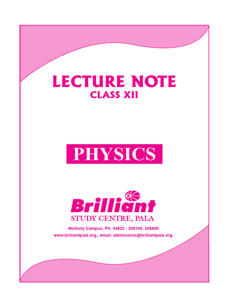 Class XII Physics Lecture Notes | PDF | Chemical Polarity | Electric Charge