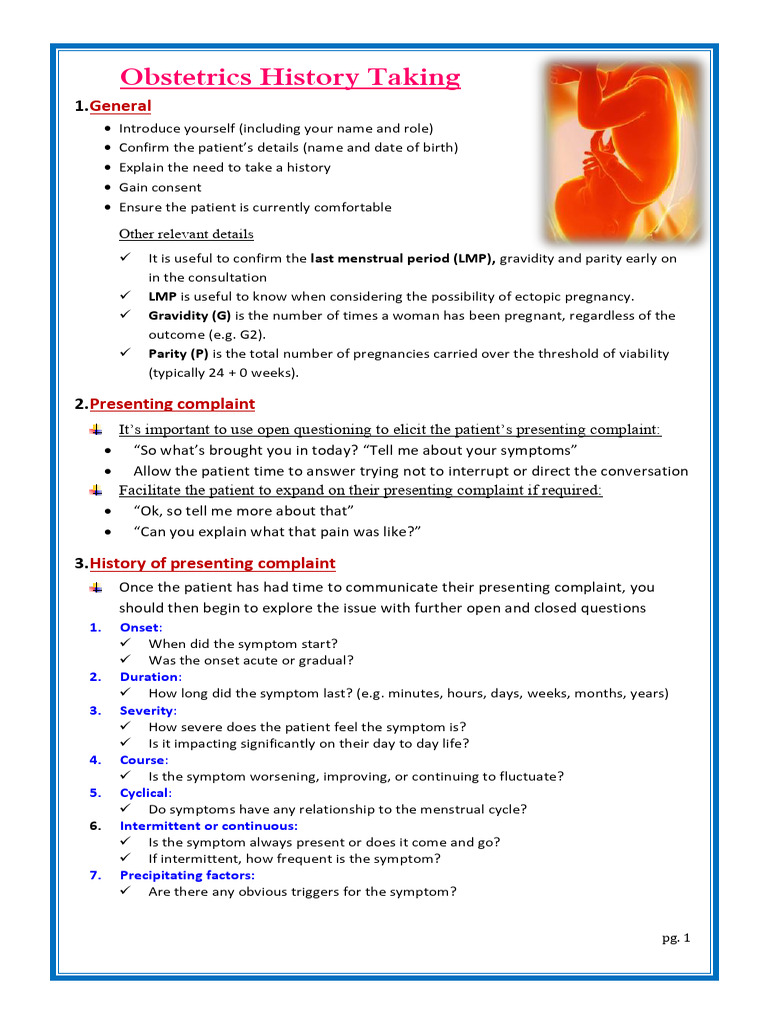 Obstetrics History Taking - 230704 - 085435 | PDF | Pregnancy | Childbirth