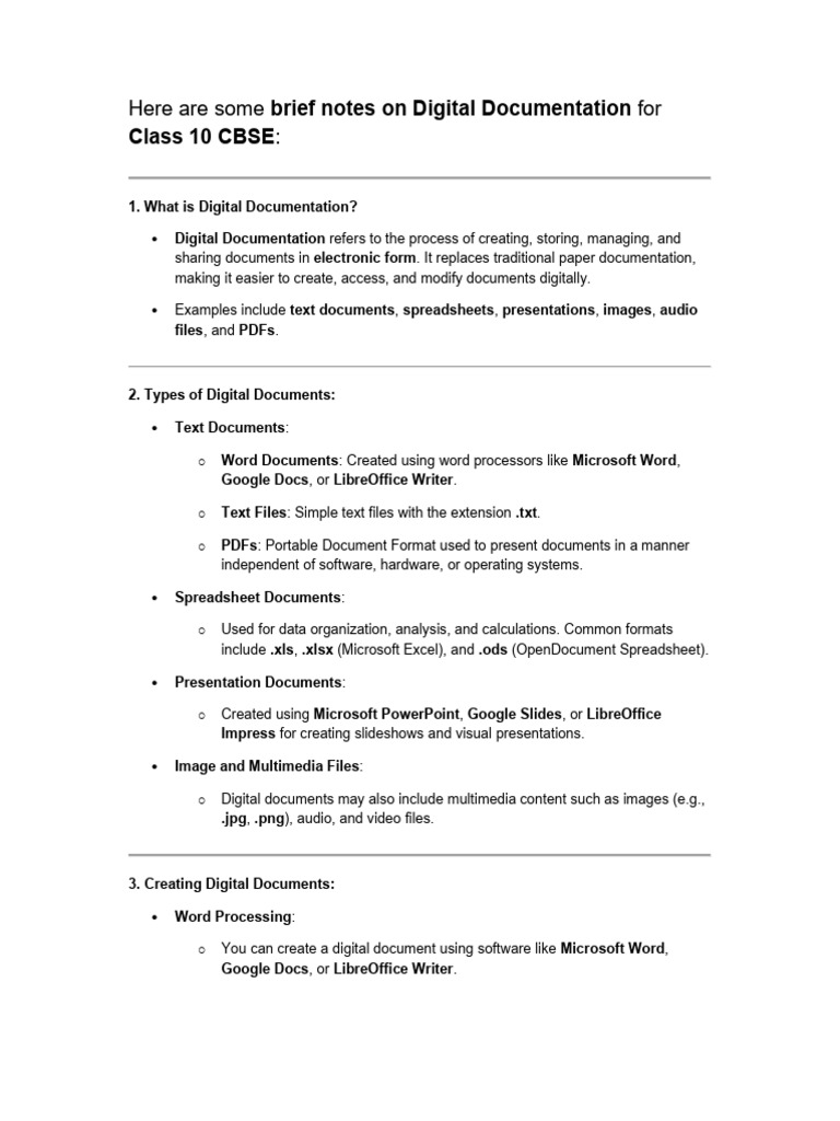 Digital Documentation Guide for Class 10 | PDF | Computer File | Image ...