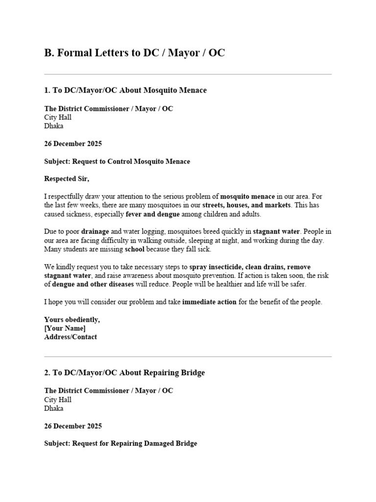 Formal Letters for Community Issues and Requests | PDF | Multimedia ...