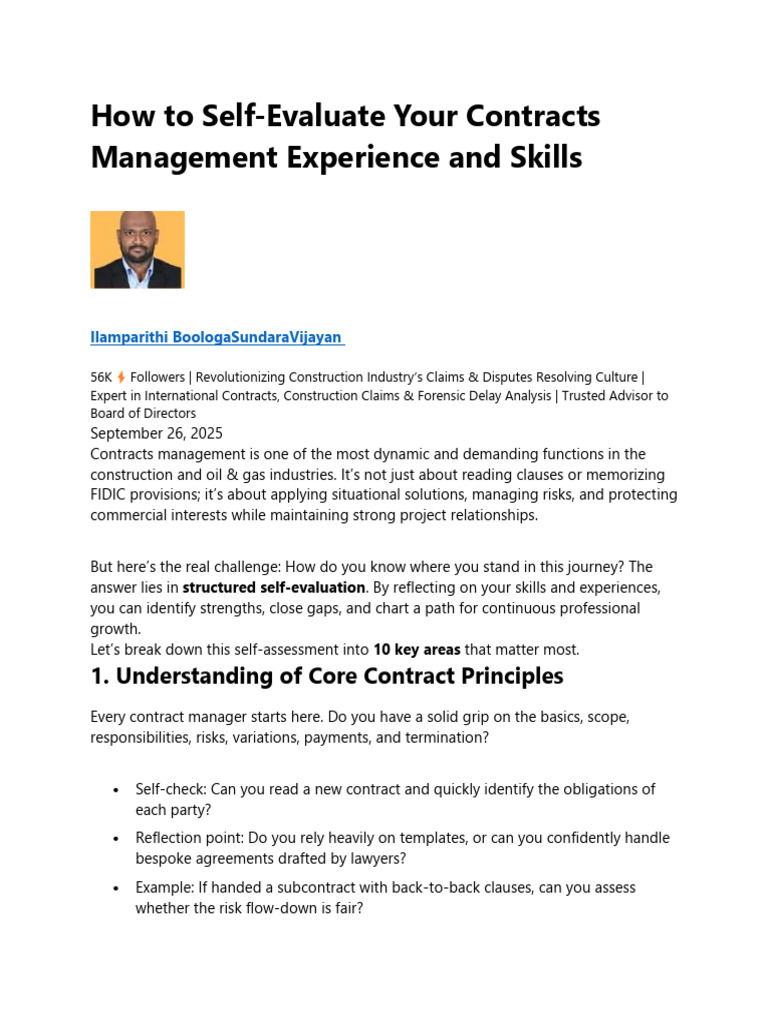 How To Self-Evaluate Your Contracts Management Experience and Skills ...