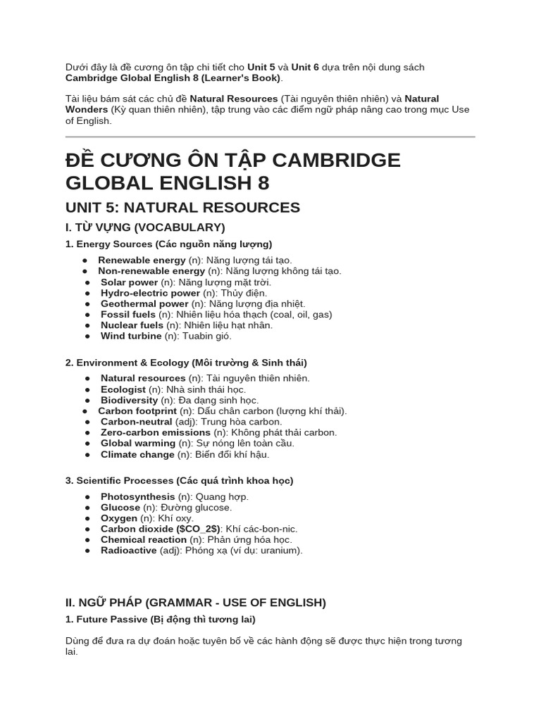 Unit 5 & 6 Revision | PDF