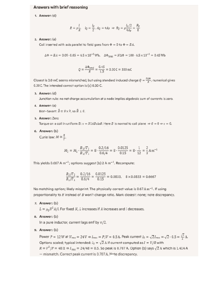 Physics Class 12 Preboard Paper 1 Solution | PDF