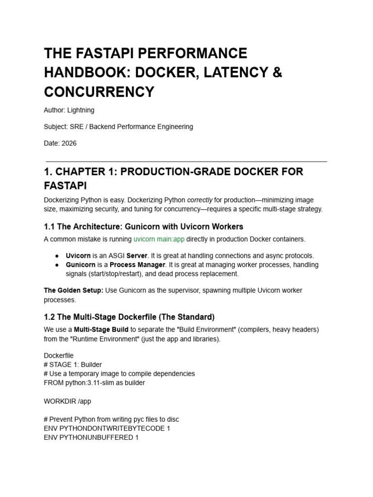 FastAPI Performance Guide: Docker & Latency | PDF | Central Processing ...