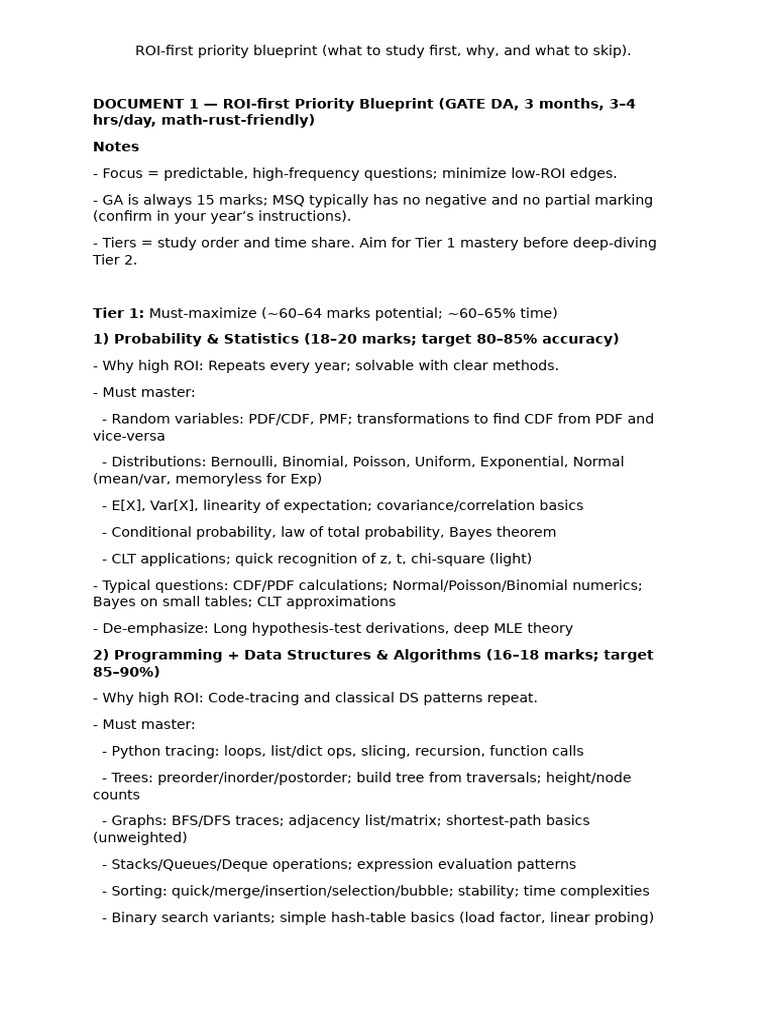 ROI-First Study Blueprint for Exams | PDF | Eigenvalues And ...